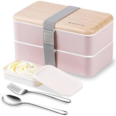 Inny producent Bento Box Dwupoziomowy Z Łyżką I Widelcem, Lunchbox Japoński 1200 Ml Inny producent Bento Box Dwupoziomowy Z Łyżką I Widelcem, Lunchbox Japoński 1200 Ml