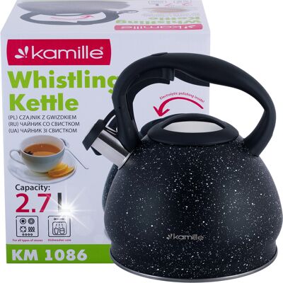 Kamille Czajnik Tradycyjny Stalowy Z Gwizdkiem 2,7l Indukcja Gaz Czarny Kamille Czajnik Tradycyjny Stalowy Z Gwizdkiem 2,7l Indukcja Gaz Czarny