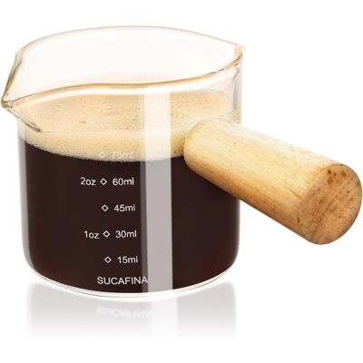 Inny producent Dzbanek 75ml Szklany Z Miarką Do Mleka Kawy Dwa Wylewy Drewno Inny producent Dzbanek 75ml Szklany Z Miarką Do Mleka Kawy Dwa Wylewy Drewno