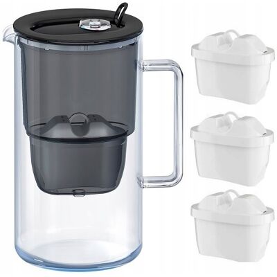 DZBANEK FILTRUJĄCY AQUAPHOR GLASS 2,5L SZKLANY CZARNY +3 FILTRY DZBANEK FILTRUJĄCY AQUAPHOR GLASS 2,5L SZKLANY CZARNY +3 FILTRY