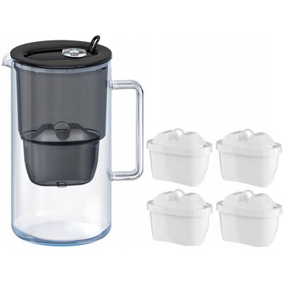 DZBANEK FILTRUJĄCY AQUAPHOR GLASS 2,5L SZKLANY CZARNY +4 FILTRY DZBANEK FILTRUJĄCY AQUAPHOR GLASS 2,5L SZKLANY CZARNY +4 FILTRY
