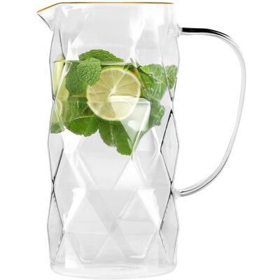 Vialli Design Dzbanek szklany borokrzemowy elegancki ze złotym rantem 1,5L Vialli Design Dzbanek szklany borokrzemowy elegancki ze złotym rantem 1,5L