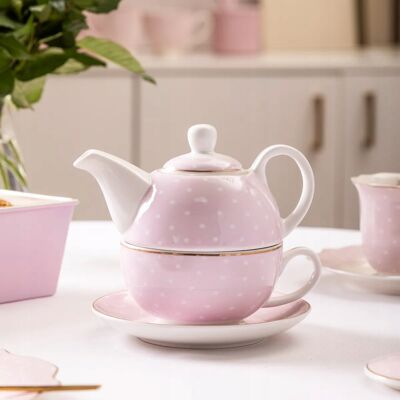 Dzbanek z filiżanką TEA FOR ONE Zestaw do herbaty Altom Design Natalie Pink Dzbanek z filiżanką TEA FOR ONE Zestaw do herbaty Altom Design Natalie Pink