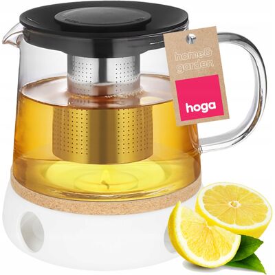Hoga Dzbanek Zaparzacz Podgrzewacz 1,5l Do Herbaty Ziół Szklany Stalowe Sitko Hoga Dzbanek Zaparzacz Podgrzewacz 1,5l Do Herbaty Ziół Szklany Stalowe Sitko