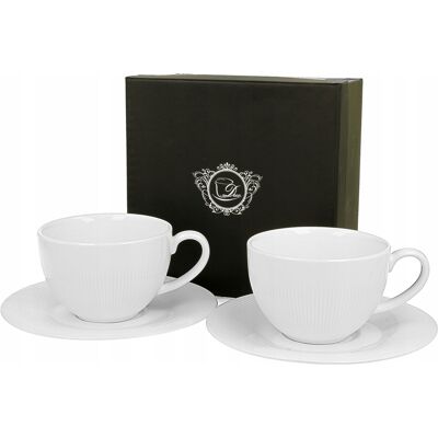 DUO Elegancki Bialy Zestaw Filiżanka + Spodek 2szt 240ml Komplet Porcelanowy DUO Elegancki Bialy Zestaw Filiżanka + Spodek 2szt 240ml Komplet Porcelanowy