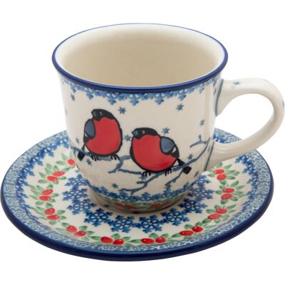 Filiżanka Do Herbaty Kawy 200 Ml Ze Spodkiem Gile Dek U5179 - Ceramika Artystyczna Bolesławiec Filiżanka Do Herbaty Kawy 200 Ml Ze Spodkiem Gile Dek U5179 - Ceramika Artystyczna Bolesławiec