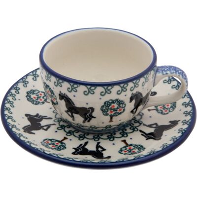Filiżanka Podwójne Espresso 100 Ml Ze Spodkiem Czarny Koń Dek 2257 - Ceramika Artystyczna Bolesławiec Filiżanka Podwójne Espresso 100 Ml Ze Spodkiem Czarny Koń Dek 2257 - Ceramika Artystyczna Bolesławiec