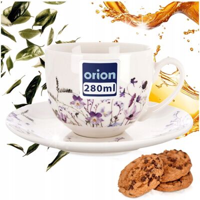 Orion FILIŻANKA PORCELANOWA ZE SPODKIEM DO KAWY HERBATY KWIATY LOUKA 260 ML Orion FILIŻANKA PORCELANOWA ZE SPODKIEM DO KAWY HERBATY KWIATY LOUKA 260 ML