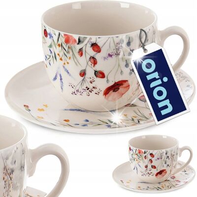 Orion Filiżanka ze spodkiem porcelanowa biała MAKI 260 ml Orion Filiżanka ze spodkiem porcelanowa biała MAKI 260 ml