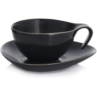Filiżanka Ze Spodkiem Time Black 350 Ml Grafitowa Porcelanowa Duka Filiżanka Ze Spodkiem Time Black 350 Ml Grafitowa Porcelanowa Duka