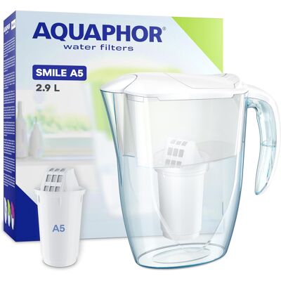 Filtr Do Wody Aquaphor Smile A5 Biały, Karafka 2,9 L Z Wkładem Filtr Do Wody Aquaphor Smile A5 Biały, Karafka 2,9 L Z Wkładem