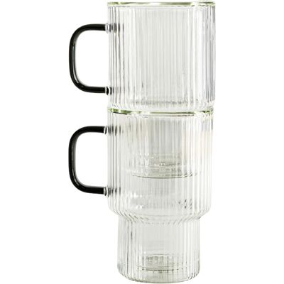Homla Zestaw Szklanek Cembra Ryflowanych, Piętrowanych Z Szarym Uchem 2 Szt. 350 Ml Homla Zestaw Szklanek Cembra Ryflowanych, Piętrowanych Z Szarym Uchem 2 Szt. 350 Ml