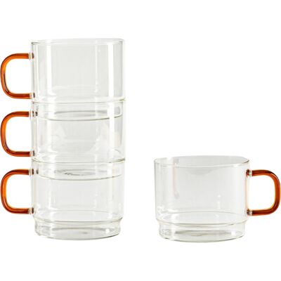 Homla Zestaw Szklanek Vola Piętrowanych Z Bursztynowym Uchem 4 Szt. 350 Ml Homla Zestaw Szklanek Vola Piętrowanych Z Bursztynowym Uchem 4 Szt. 350 Ml