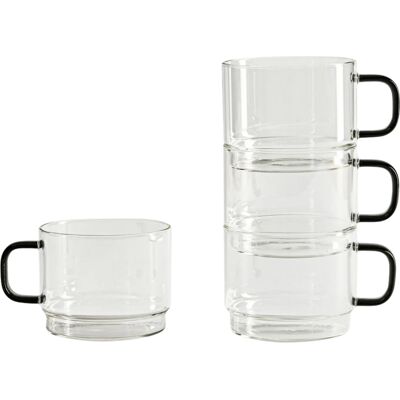 Homla Zestaw Szklanek Vola Piętrowanych Z Szarym Uchem 4 Szt. 350 Ml Homla Zestaw Szklanek Vola Piętrowanych Z Szarym Uchem 4 Szt. 350 Ml