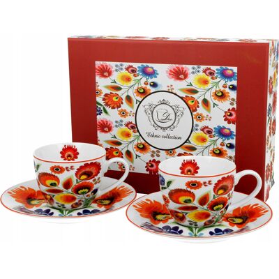 Komplet 2 Filiżanek Do Espresso + Spodki Duo Łowicz Porcelana 90 Ml 2 Szt. Komplet 2 Filiżanek Do Espresso + Spodki Duo Łowicz Porcelana 90 Ml 2 Szt.