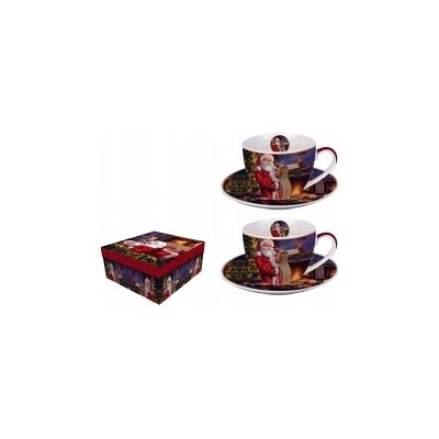 DUO Komplet 2 Filiżanek Ze Spodkiem Filiżanka 250 Ml Do Kawy Do Herbaty Święta DUO Komplet 2 Filiżanek Ze Spodkiem Filiżanka 250 Ml Do Kawy Do Herbaty Święta