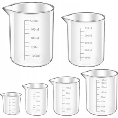 Inny producent Kubki Miarowe 6 Sztuk 25-500ml Plastikowe Przezroczyste Laboratorium Inny producent Kubki Miarowe 6 Sztuk 25-500ml Plastikowe Przezroczyste Laboratorium