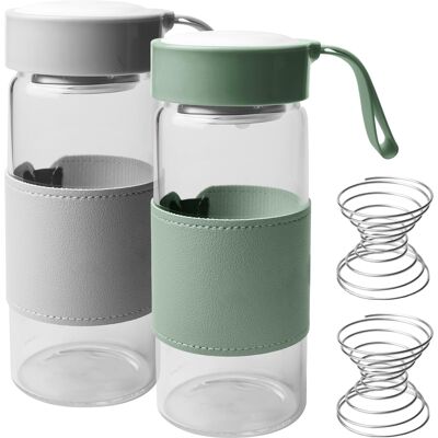Inny producent Leikurvo Małe Szklane Butelki Shakera, 2 Sztuki 480ml, Szkło Borokrzemowe, Shaker Do Białka, Bez Bpa, Zestaw Shakera Z Kulką Mieszającą I Silikonową.. Inny producent Leikurvo Małe Szklane Butelki Shakera, 2 Sztuki 480ml, Szkło Borokrzemowe, Shaker Do Białka, Bez Bpa, Zestaw Shakera Z Kulką Mieszającą I Silikonową..