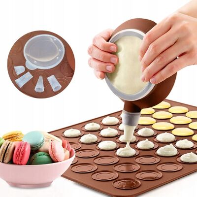 Inny producent Mata Do Pieczenia 48 Makaroników Bezowych Worek Do Wyciskania 4 Końcówki Inny producent Mata Do Pieczenia 48 Makaroników Bezowych Worek Do Wyciskania 4 Końcówki