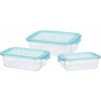Excellent Houseware POJEMNIKI NA ŻYWNOŚĆ SZKLANE 3 SZT ZESTAW POJEMNIKÓW Z POKRYWKAMI Excellent Houseware POJEMNIKI NA ŻYWNOŚĆ SZKLANE 3 SZT ZESTAW POJEMNIKÓW Z POKRYWKAMI