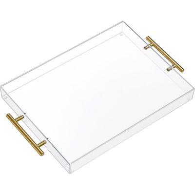 Inny producent Przezroczysta Taca Do Serwowania Ze Złotymi Uchwytami 40x30 Cm Akrylowa Inny producent Przezroczysta Taca Do Serwowania Ze Złotymi Uchwytami 40x30 Cm Akrylowa