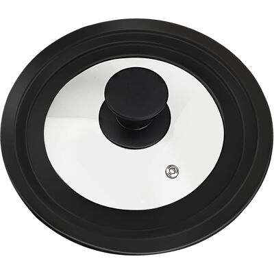 Inny producent Szklana Pokrywka Uniwersalna Czarna 18-20-22 Cm Z Silikonowym Brzegiem Inny producent Szklana Pokrywka Uniwersalna Czarna 18-20-22 Cm Z Silikonowym Brzegiem