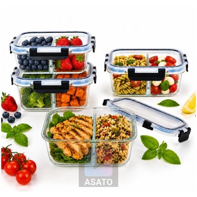Szklane Pojemniki Na Żywność 4 Szt. Dwukomorowe Hermetyczne 1020 Ml Lunchboxy Do Pracy, Piekarnika I Zmywarki Asato®lunchbox Szklany 1020 Ml Dwukomo.. Szklane Pojemniki Na Żywność 4 Szt. Dwukomorowe Hermetyczne 1020 Ml Lunchboxy Do Pracy, Piekarnika I Zmywarki Asato®lunchbox Szklany 1020 Ml Dwukomo..