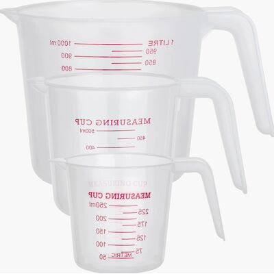 Inny producent Szklanek Zestaw Dozujących 250ml 500ml 1000ml Przezroczyste Kuchenne Inny producent Szklanek Zestaw Dozujących 250ml 500ml 1000ml Przezroczyste Kuchenne
