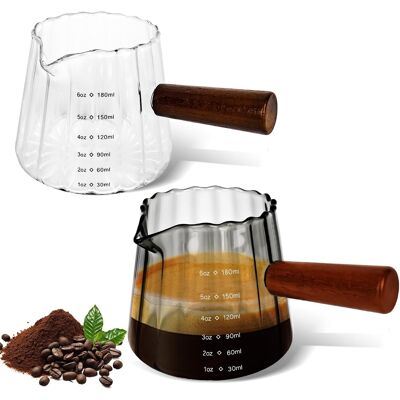 Inny producent Szklanki 2 Sztuki 180ml Miarka Drewniany Uchwyt Dzbanek Espresso Wysokiej Inny producent Szklanki 2 Sztuki 180ml Miarka Drewniany Uchwyt Dzbanek Espresso Wysokiej