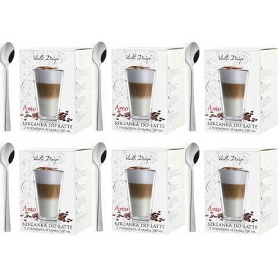 Vialli Design Szklanki 6 Amo 320 Ml Termiczne Kawy Latte Herbaty Łyżeczki Długie Amefa Vialli Design Szklanki 6 Amo 320 Ml Termiczne Kawy Latte Herbaty Łyżeczki Długie Amefa