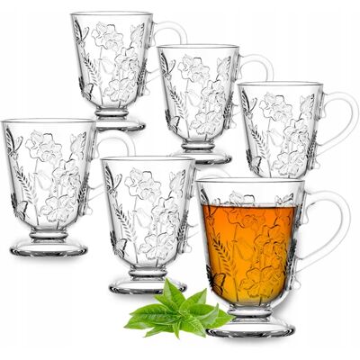 Szklanki do latte kubki szklane na stopce Altom Design Rosalie 310 ml 6 szt Szklanki do latte kubki szklane na stopce Altom Design Rosalie 310 ml 6 szt