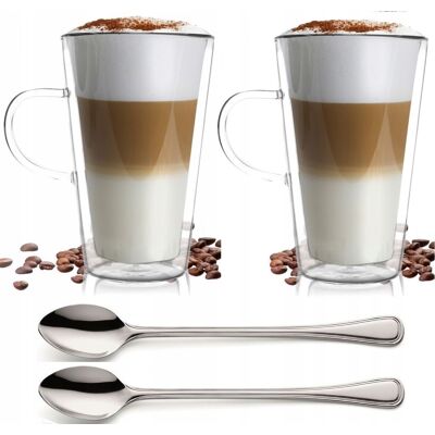 Vialli Design Szklanki Termiczne Kubki Filiżanki Wysokie Zestaw Kawy Latte Herbaty 320 Vialli Design Szklanki Termiczne Kubki Filiżanki Wysokie Zestaw Kawy Latte Herbaty 320