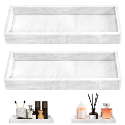 Inny producent Taca Prostokątna Silikon 20x10 Cm Organizacja Kosmetyków Biały Marmur 2 Szt Inny producent Taca Prostokątna Silikon 20x10 Cm Organizacja Kosmetyków Biały Marmur 2 Szt