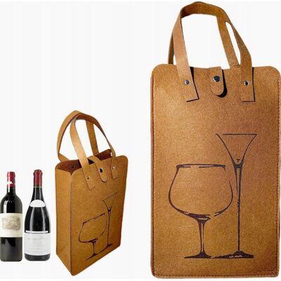 Inny producent Torba Filcowa 21x21x21cm Brązowa Na Butelki Uchwyt Wino Prezenty Inny producent Torba Filcowa 21x21x21cm Brązowa Na Butelki Uchwyt Wino Prezenty