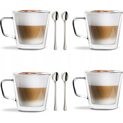 Vialli Design Vialli 4 Szklanki Termiczne Kawy Herbaty Diva Latte 400 Ml Łyżeczki Amefa Vialli Design Vialli 4 Szklanki Termiczne Kawy Herbaty Diva Latte 400 Ml Łyżeczki Amefa