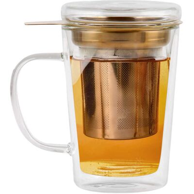 Vialli Design Vialli Szklanka Kubek Zaparzacz Złote Sitko Zielonej Herbaty Ziół Amo 300ml Vialli Design Vialli Szklanka Kubek Zaparzacz Złote Sitko Zielonej Herbaty Ziół Amo 300ml