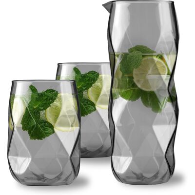 Vialli Design Zestaw 3 El. Karafka 1000 Ml I 2 Szklanki 450 Ml Szare Geo Graphite 32200 Vialli Design Zestaw 3 El. Karafka 1000 Ml I 2 Szklanki 450 Ml Szare Geo Graphite 32200