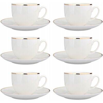 Zestaw 6 filiżanek ze spodkiem do kawy Altom Design Bella Złota Linia 200ml Zestaw 6 filiżanek ze spodkiem do kawy Altom Design Bella Złota Linia 200ml