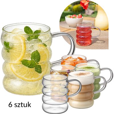 Galicja Zestaw 6 Sztuk Szklanka Z Uchem Belly 350ml Do Latte Matchy Kawy Herbaty Lemoniady Galicja Zestaw 6 Sztuk Szklanka Z Uchem Belly 350ml Do Latte Matchy Kawy Herbaty Lemoniady