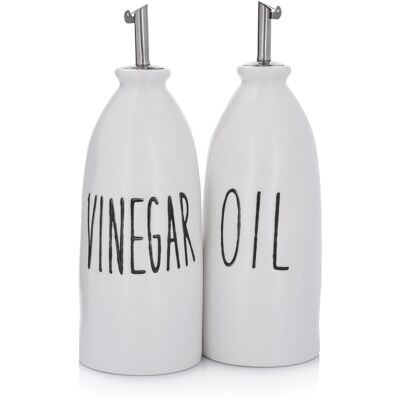 Zestaw Butelki Do Oliwy I Octu 2 Szt. 450 Ml Porcelana OLJA DUKA Zestaw Butelki Do Oliwy I Octu 2 Szt. 450 Ml Porcelana OLJA DUKA
