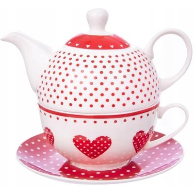 Zestaw Dzbanek z Filiżanką do Herbaty Ziół Porcelanowy Serca ORION 3 el. Zestaw Dzbanek z Filiżanką do Herbaty Ziół Porcelanowy Serca ORION 3 el.