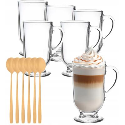 Zestaw kubków do kawy szklanek i łyżeczki Altom Design Werona 310 ml 6 szt Zestaw kubków do kawy szklanek i łyżeczki Altom Design Werona 310 ml 6 szt