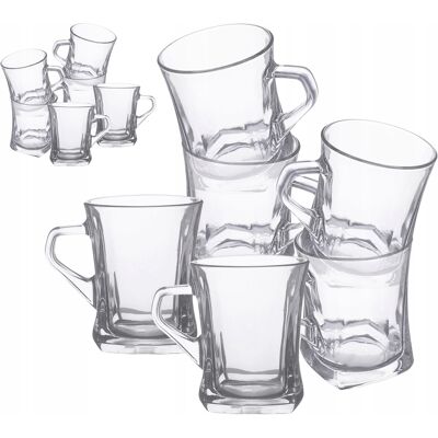Zestaw kubków z uchem szklanki do kawy herbaty Altom Design Geo 250ml 12szt Zestaw kubków z uchem szklanki do kawy herbaty Altom Design Geo 250ml 12szt