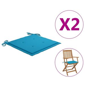 vidaXL, Poduszki na krzesła ogrodowe, niebieskie, 40x40x3 cm, 2 szt.