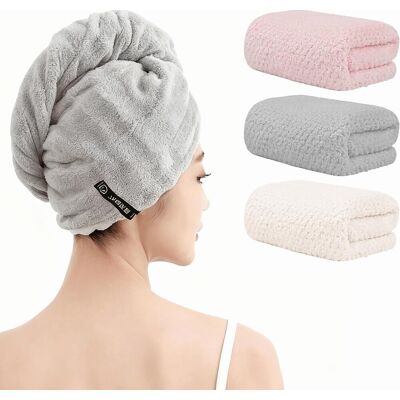 Inny producent 3 Sztuki Ręcznik Do Włosów, Supermiękki I Chłonny Turban Do Włosów Z Elastycznym Paskiem Dla Kobiet, Dzieci, Długich, Falujących Włosów Inny producent 3 Sztuki Ręcznik Do Włosów, Supermiękki I Chłonny Turban Do Włosów Z Elastycznym Paskiem Dla Kobiet, Dzieci, Długich, Falujących Włosów