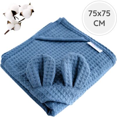 BabyU, ręcznik okrycie kąpielowe z kapturem uszka wieszak bawełna 75x75 cm NAVY BabyU, ręcznik okrycie kąpielowe z kapturem uszka wieszak bawełna 75x75 cm NAVY
