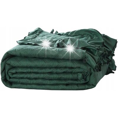 Inny producent Butelkowa Zieleń Narzuta Pikowana z Falbanką 240 x 260 xXL Boho Pled Kapa Inny producent Butelkowa Zieleń Narzuta Pikowana z Falbanką 240 x 260 xXL Boho Pled Kapa