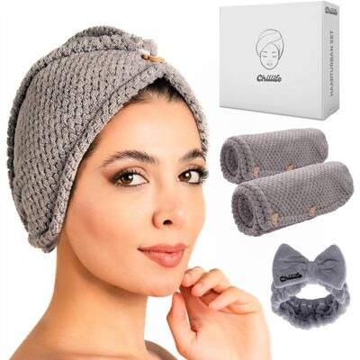 Inny producent Chillife Zestaw turbanu do włosów premium I ręcznik na głowę z guzikiem I zestaw ręczników z mikrofibry składa się z 2 ręczników z mikrofibry i 1 op.. Inny producent Chillife Zestaw turbanu do włosów premium I ręcznik na głowę z guzikiem I zestaw ręczników z mikrofibry składa się z 2 ręczników z mikrofibry i 1 op..