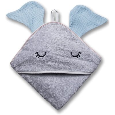 Hi Little One - Ręcznik Z Kapturem 100 X 100 Elephant Hooded Bath Towel Baby Blue Hi Little One - Ręcznik Z Kapturem 100 X 100 Elephant Hooded Bath Towel Baby Blue