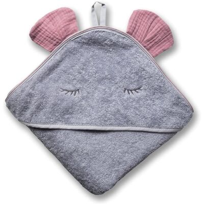 Hi Little One - Ręcznik Z Kapturem 100 X 100 Mouse Hooded Bath Towel Blush Hi Little One - Ręcznik Z Kapturem 100 X 100 Mouse Hooded Bath Towel Blush